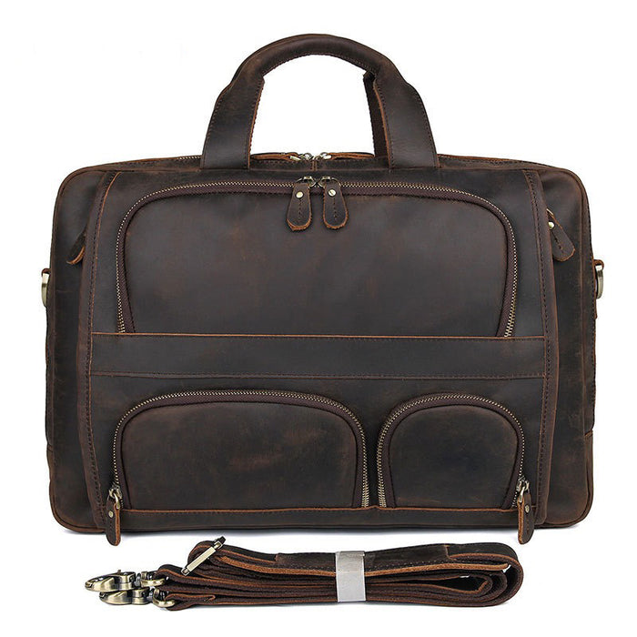 Men's Genuine Leather Crossbody Bag, 17.6" Laptop Bag, Briefcase 489 | TOUCHANDCATCH NZ - Touch and Catch NZ