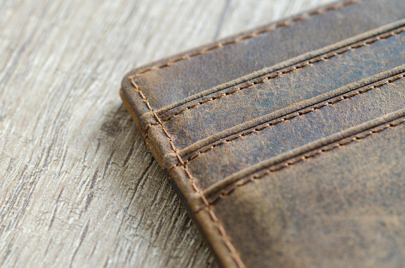 Men's leather wallet and cards