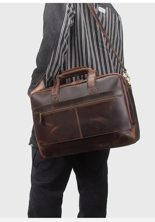 Men's Genuine Leather Crossbody Bag , 17.3" Laptop Bag, Briefcase TC389 | TOUCHANDCATCH NZ - Touch and Catch NZ
