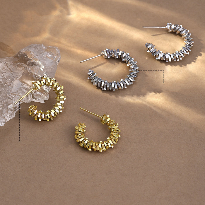 Women's Earrings Flat Brick Chain Design TC224 | TOUCHANDCATCH NZ - Touch and Catch NZ