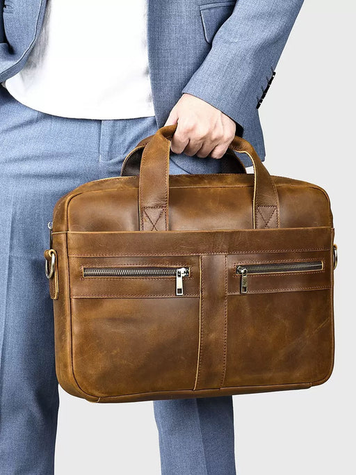 Top Grain Genuine Leather Crossbody Bag, 15.6" Laptop Bag, Briefcase TC419 | TOUCHANDCATCH NZ - Touch and Catch NZ