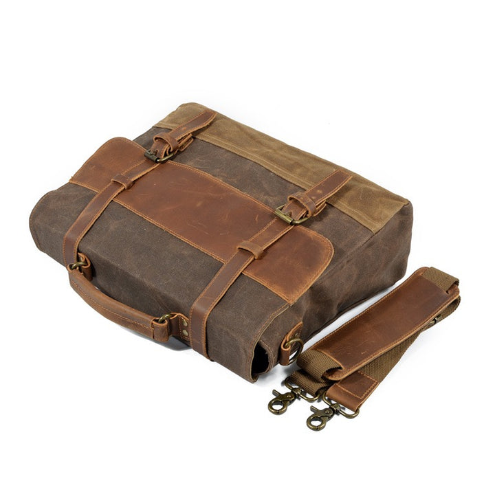 Waxed Canvas Men's Crossbody Bag, 15.6" Laptop Bag TC4606 | TOUCHANDCATCH NZ - Touch and Catch NZ