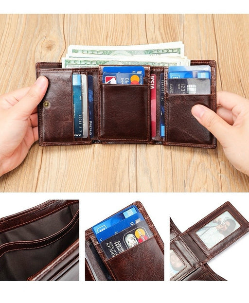 Genuine Leather Tri-fold RFID Wallet TC1134 | TOUCHANDCATCH NZ - Touch and Catch NZ