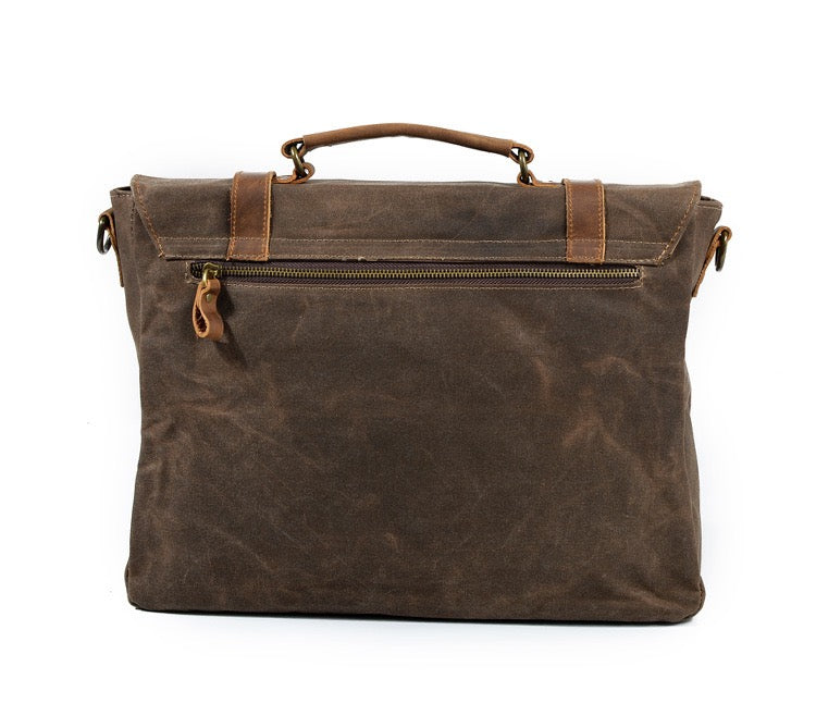 Waxed Canvas Men's Crossbody Bag, 15.6" Laptop Bag TC4606 | TOUCHANDCATCH NZ - Touch and Catch NZ
