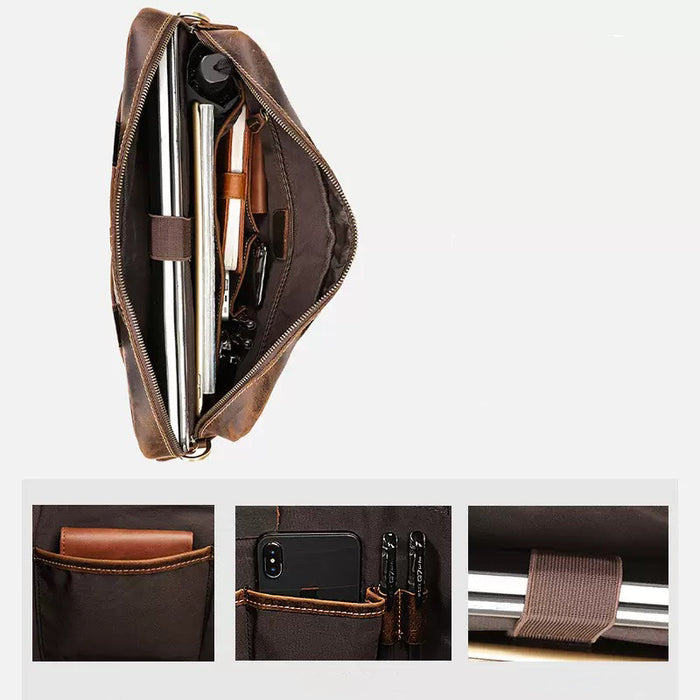 Genuine Leather Crossbody Bag, 15.6" Laptop Bag, Briefcase TC4382 | TOUCHANDCATCH NZ - Touch and Catch NZ