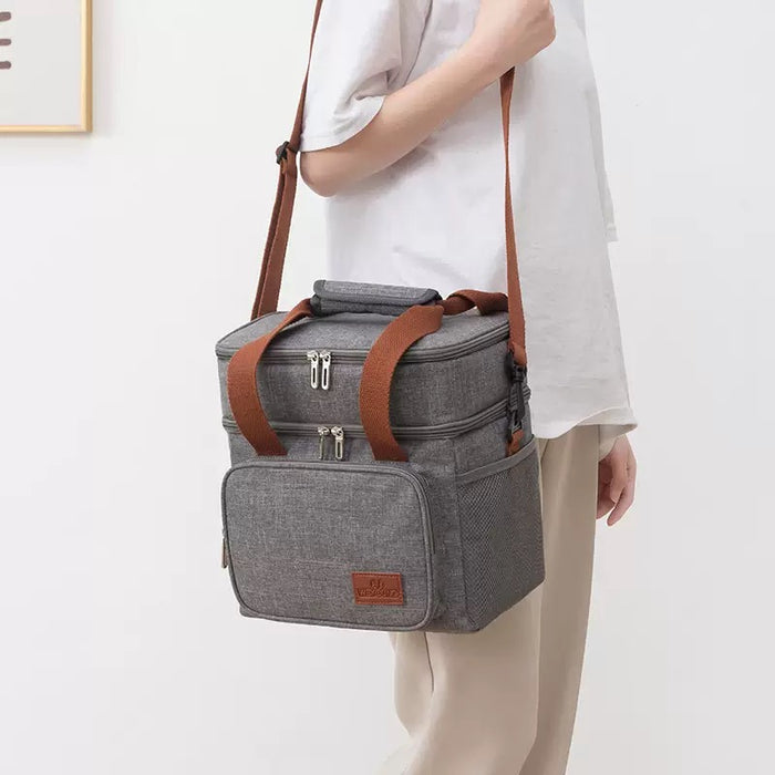 Insulated Extendable 2-Compartment Lunch Bag, Cooler Bag, Picnic Bag TC1085| TOUCHANDCATCH NZ