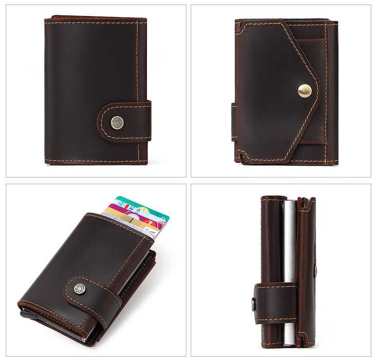 Genuine Leather Tri-Fold RFID Wallet, Pop-up Card Holder TC306 | TOUCHANDCATCH NZ - Touch and Catch NZ