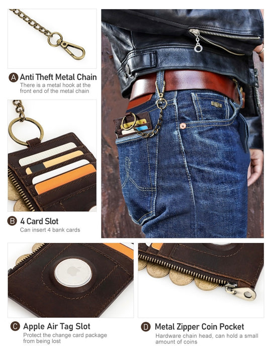 Genuine Leather RFID Wallet With AirTag Holder TC1058 | TOUCHANDCATCH NZ - Touch and Catch NZ