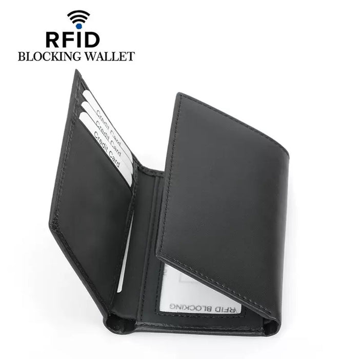 Men's RFID Genuine Leather Tri-Fold Wallet TCQ508 | TOUCHANDCATCH NZ