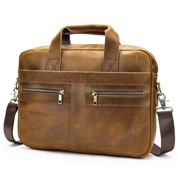 Top Grain Genuine Leather Crossbody Bag, 15.6" Laptop Bag, Briefcase TC419 | TOUCHANDCATCH NZ - Touch and Catch NZ