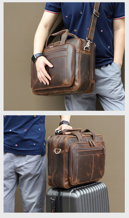 Genuine Leather Briefcase, Laptop Bag - Touch and Catch NZ