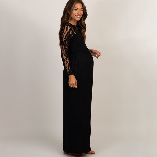 Lace Top Maternity Dress Black TC9178 | TOUCHANDCATCH NZ - Touch and Catch NZ