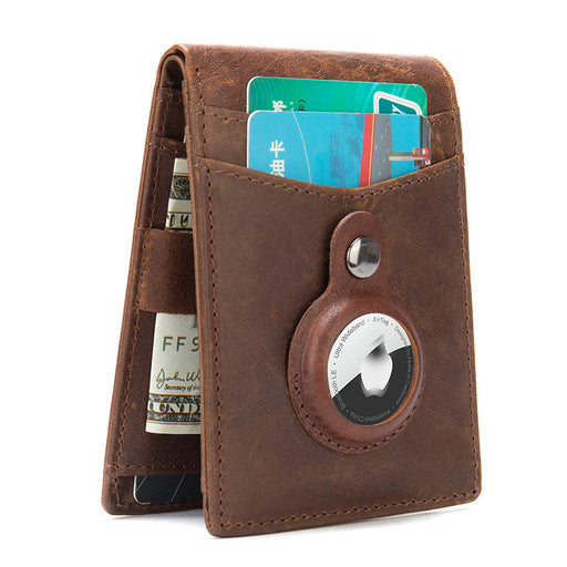 Genuine Leather Bi-Fold RFID Wallet With AirTag Holder TC042 | TOUCHANDCATCH NZ - Touch and Catch NZ