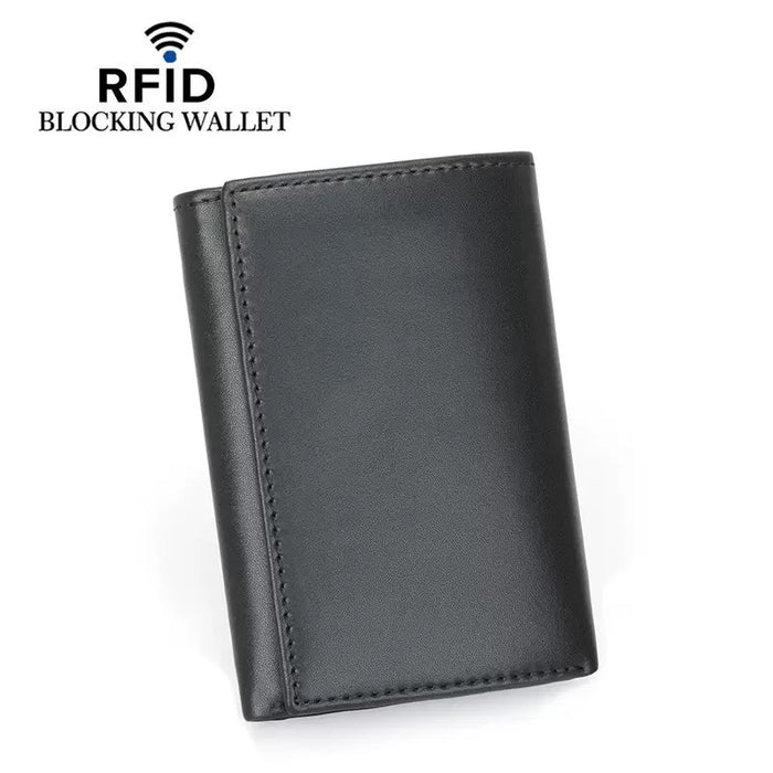 Men's RFID Genuine Leather Tri-Fold Wallet TCQ508 | TOUCHANDCATCH NZ