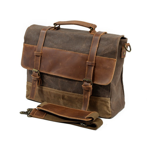 Waxed Canvas Men's Crossbody Bag, 15.6" Laptop Bag TC4606 | TOUCHANDCATCH NZ - Touch and Catch NZ