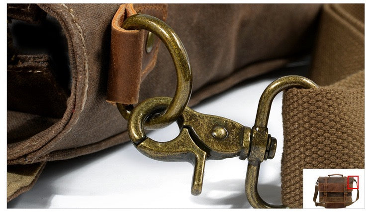 Waxed Canvas Men's Crossbody Bag, 15.6" Laptop Bag TC4606 | TOUCHANDCATCH NZ - Touch and Catch NZ