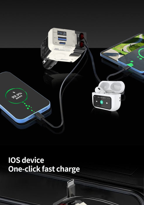 Car Charger On Cigarette Lighter Adapter With Twin Retractable Cables TCA1 | TOUCHANDCATCH NZ - Touch and Catch NZ