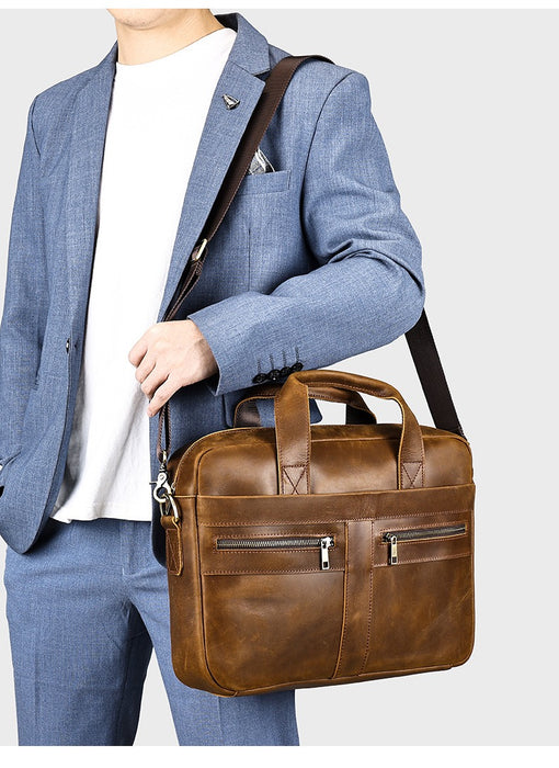 Top Grain Genuine Leather Crossbody Bag, 15.6" Laptop Bag, Briefcase TC419 | TOUCHANDCATCH NZ - Touch and Catch NZ