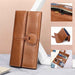 Women's Genuine Leather Tri-Fold Long Wallet TC4200 | 11 Card Slots, Photo Window & Zip Coin Pouch — Brown