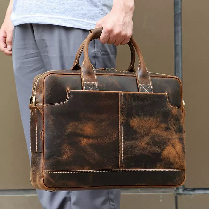 Genuine Leather Crossbody Bag, 15.6" Laptop Bag, Briefcase TC4382 | TOUCHANDCATCH NZ - Touch and Catch NZ
