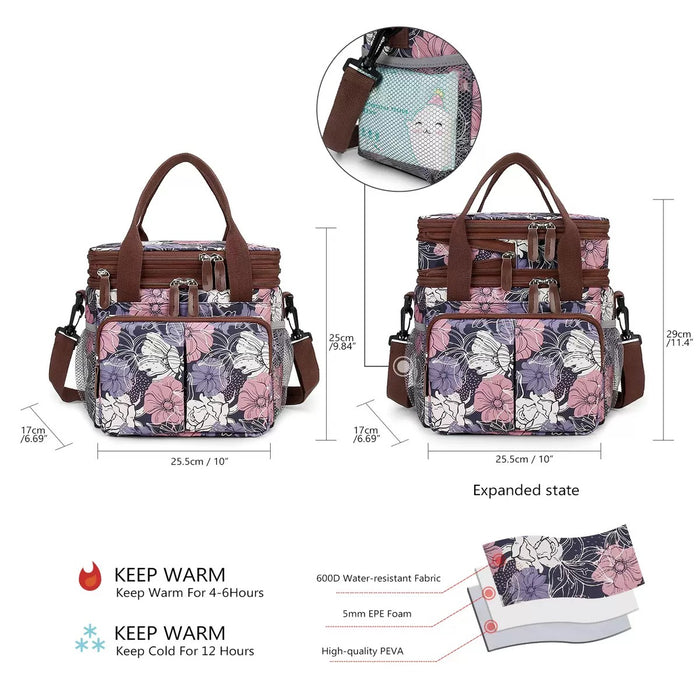 Extendable Insulated Lunch Bag with 2 Compartments - Picnic Bag TC124 | TOUCHANDCATCH NZ - Touch and Catch NZ