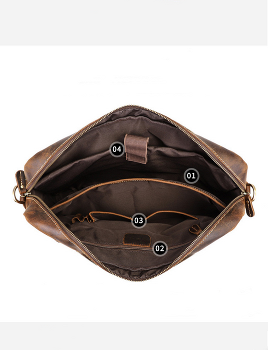 Genuine Leather Crossbody Bag, 15.6" Laptop Bag, Briefcase TC4382 | TOUCHANDCATCH NZ - Touch and Catch NZ
