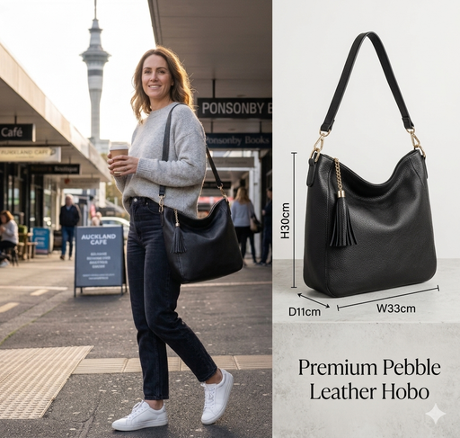 Women's Genuine Leather Tote Bag, Crossbody Bag 1113 Black Colour  | TOUCHANDCATCH NZ - Touch and Catch NZ