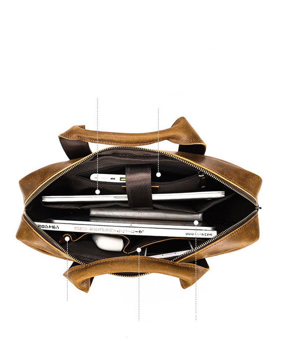 Top Grain Genuine Leather Crossbody Bag, 15.6" Laptop Bag, Briefcase TC419 | TOUCHANDCATCH NZ - Touch and Catch NZ