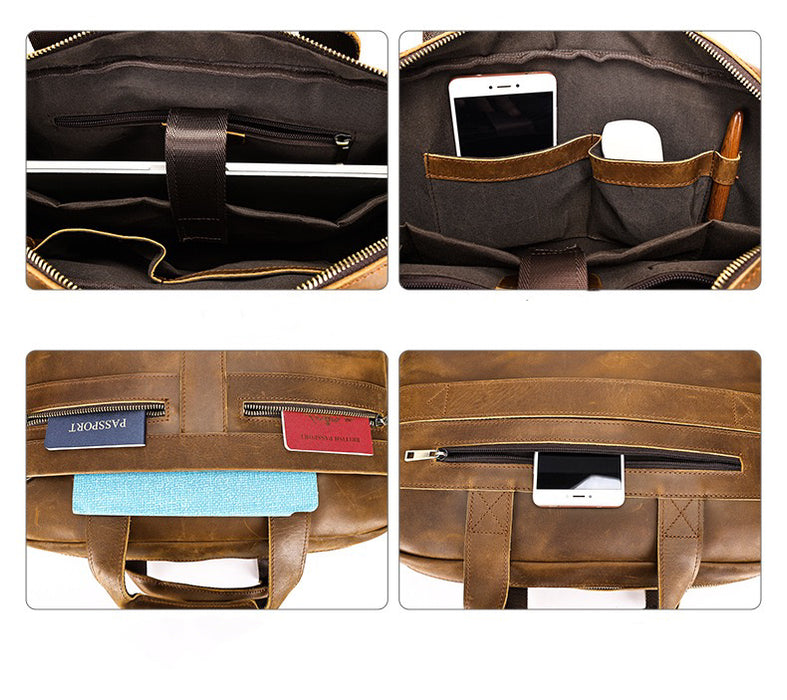 Top Grain Genuine Leather Crossbody Bag, 15.6" Laptop Bag, Briefcase TC419 | TOUCHANDCATCH NZ - Touch and Catch NZ