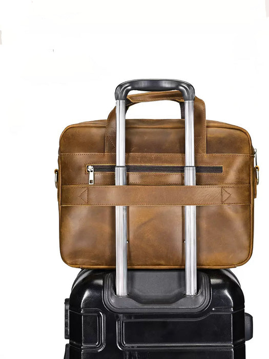 Top Grain Genuine Leather Crossbody Bag, 15.6" Laptop Bag, Briefcase TC419 | TOUCHANDCATCH NZ - Touch and Catch NZ