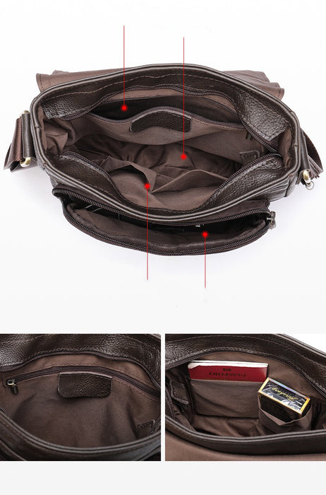 Men's Genuine Leather Crossbody Bag,  Satchel Coffee TC819 | TOUCHANDCATCH NZ - Touch and Catch NZ