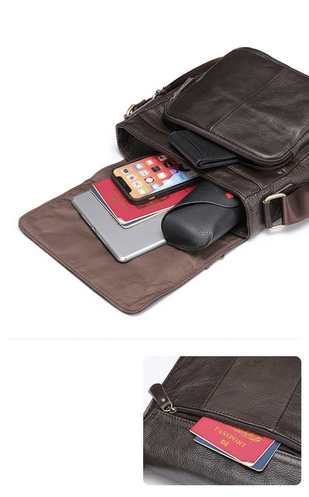 Men's Genuine Leather Crossbody Bag,  Satchel Coffee TC819 | TOUCHANDCATCH NZ - Touch and Catch NZ