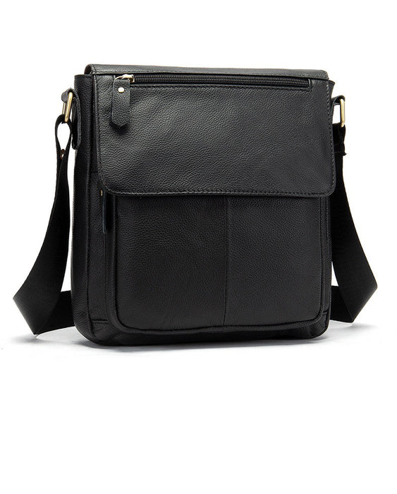 Men's Genuine Leather Crossbody Bag, Satchel TC819 Black | TOUCHANDCATCH NZ