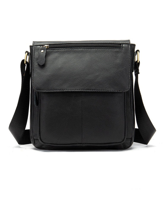 Men's Genuine Leather Crossbody Bag, Satchel TC819 Black | TOUCHANDCATCH NZ
