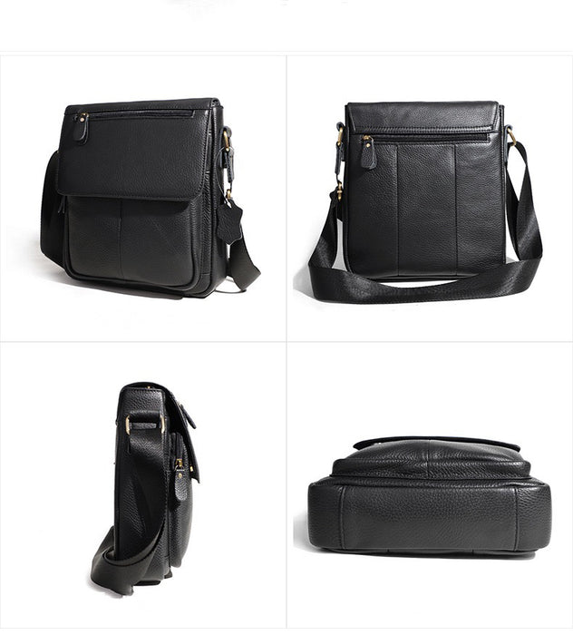 Men's Genuine Leather Crossbody Bag, Satchel TC819 Black | TOUCHANDCATCH NZ