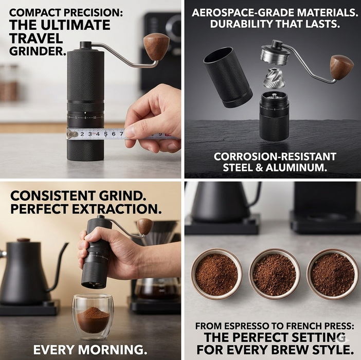 Precision Manual Coffee Grinder with 60-Level Adjustment & Stainless Steel Burrs
 TCBS778 | TOUCHANDCATCH NZ - Touch and Catch NZ