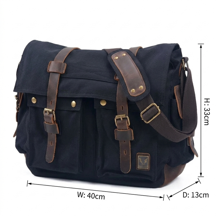 Men's Canvas Leather Crossbody Bag - 17" Laptop Bag TC4638 | TOUCHANDCATCH NZ