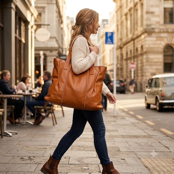 Women's Leather Tote Bag TC9316 | Genuine Leather by TOUCHANDCATCH NZ