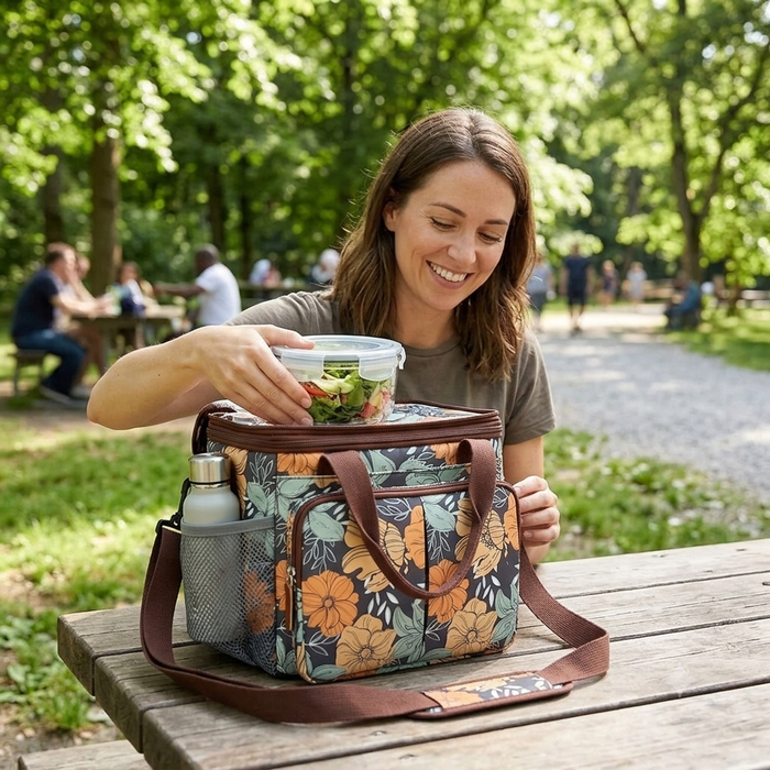 Extendable Insulated Lunch Bag with 2 Compartments - Picnic Bag TC124-A | TOUCHANDCATCH NZ