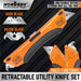 Auto-Loading Squeeze Utility Knife SDY-97530 | Dual-Ended Retractable Box Cutter, Razor + Hook Blade