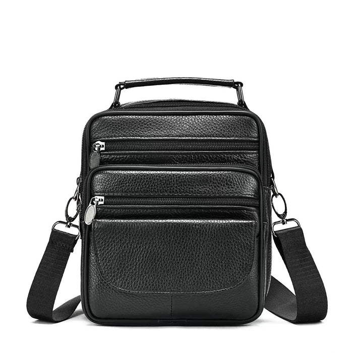 Men's Genuine Leather Crossbody Bag TC6220 | Compact Shoulder Bag with Top Handle, 6 Pockets
