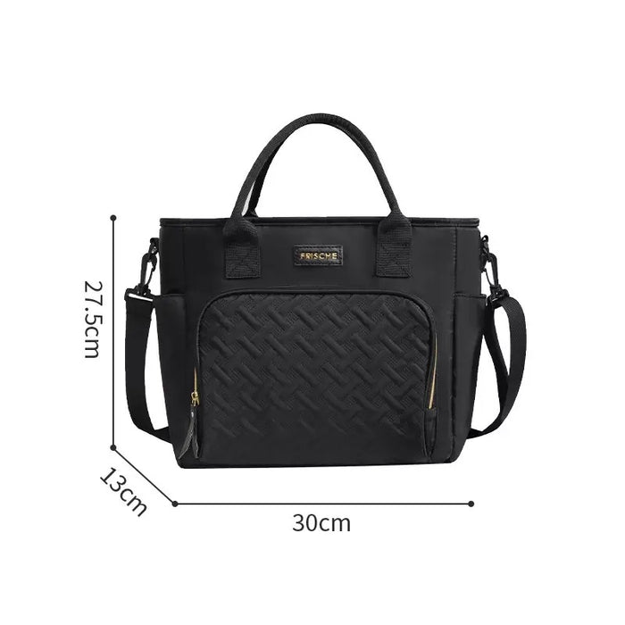 FRISCHE Insulated Cooler Tote Bag 11L | Leak-Proof, Triple-Layer, Quilted Front Pocket TC437 — Black
