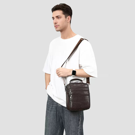 Men's Genuine Leather Crossbody Bag, Men’s Satchel  TC4242 | TOUCHANDCATCH NZ - Touch and Catch NZ