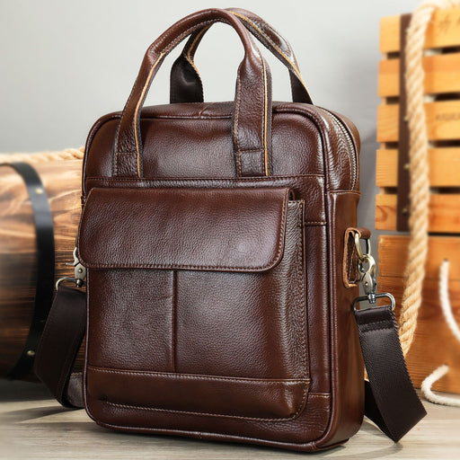 Genuine Leather Crossbody Bag, 13.3"Laptop Bag Brown TC092 | TOUCHANDCATCH NZ - Touch and Catch NZ