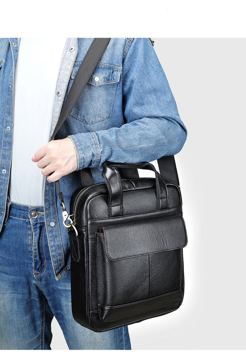 Men's Genuine Leather Crossbody Bag, Men’s Satchel Coffee TC092 | TOUCHANDCATCH