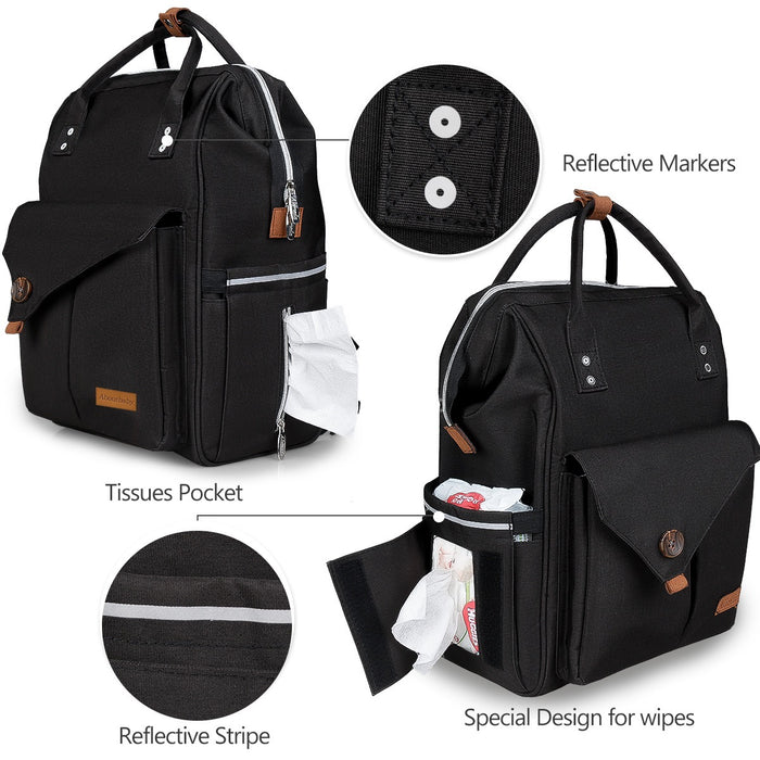 Nappy Bag, Nappy Backpack Black Colour 103 | TOUCHANDCATCH NZ - Touch and Catch NZ