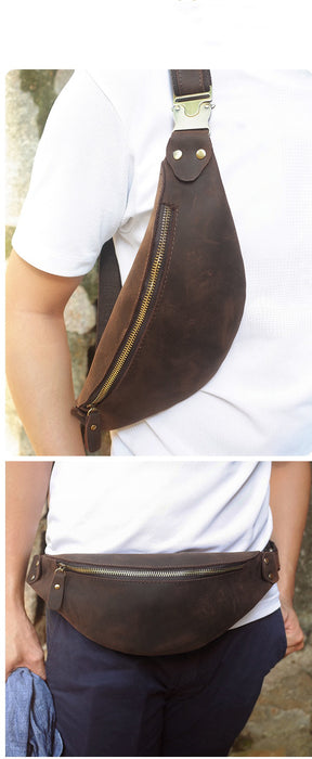Genuine Leather Bumbag, Waist Bag, Crossbody Chest Bag - Touch and Catch NZ