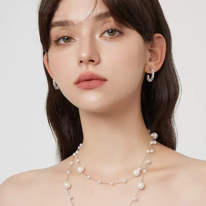 Women's Earrings Flat Brick Chain Design TC224 | TOUCHANDCATCH NZ - Touch and Catch NZ
