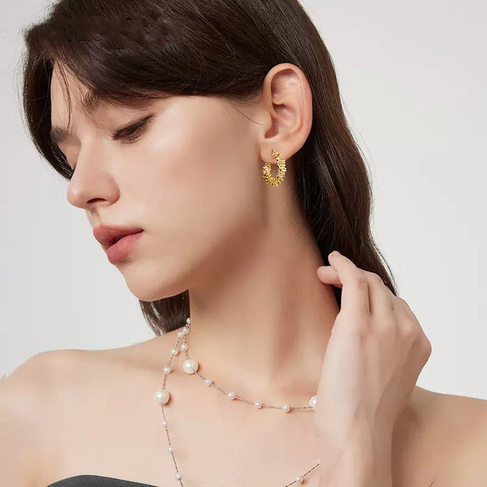 Women's Earrings Flat Brick Chain Design TC224 | TOUCHANDCATCH NZ - Touch and Catch NZ