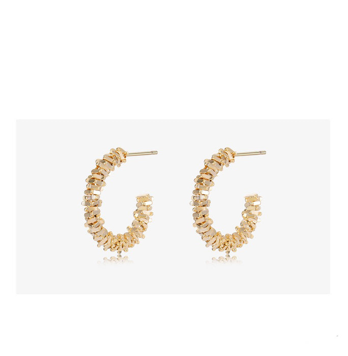 Women's Earrings Flat Brick Chain Design TC224 | TOUCHANDCATCH NZ - Touch and Catch NZ